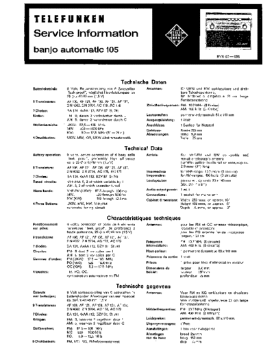 Telefunken banjo automatic 105 service manual