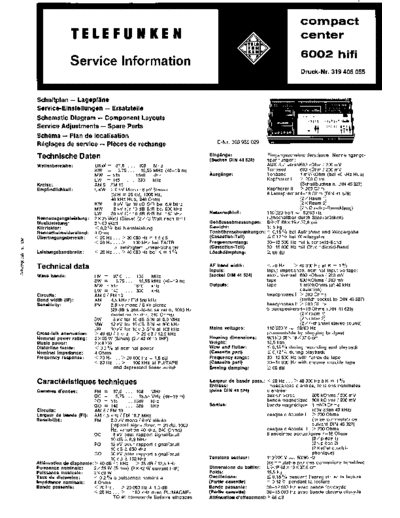 Telefunken compact center 6002 hifi service manual