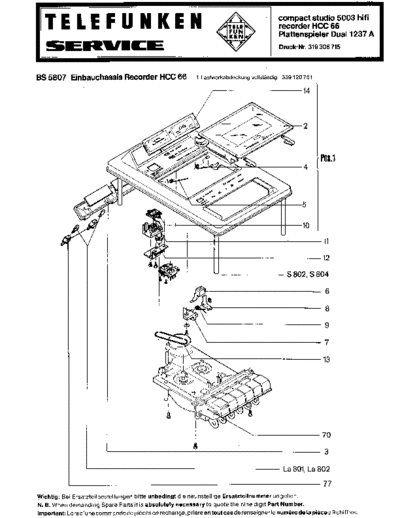 Telefunken Compact Studio 5003 recorder HCC 66 service manual