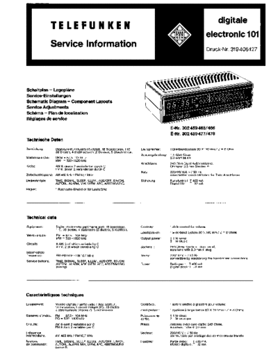Telefunken digitale electronic 101 service manual