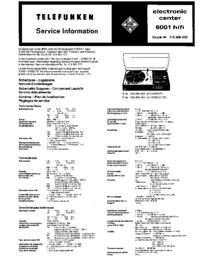Telefunken electronic center 6001 hifi service manual