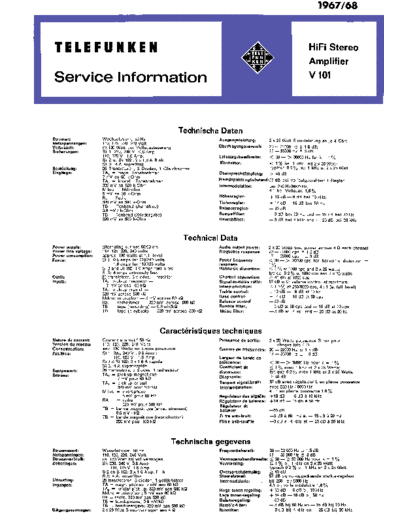 Telefunken hifi Stereo Amplifier V 101 service manual