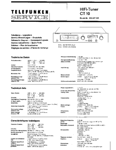 Telefunken hifi-Tuner CT 10 service manual