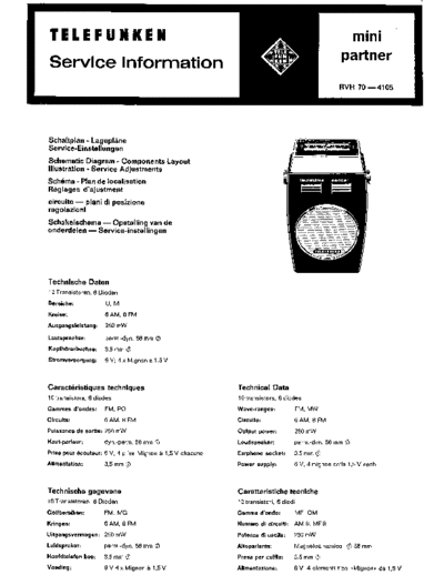 Telefunken mini partner RVH 70 service manual