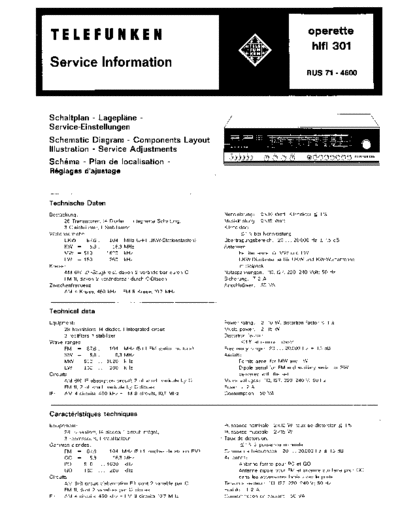 Telefunken Operette hifi 301 service manual