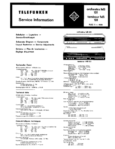 Telefunken Orchestra hifi 101 tambour 101 service manual