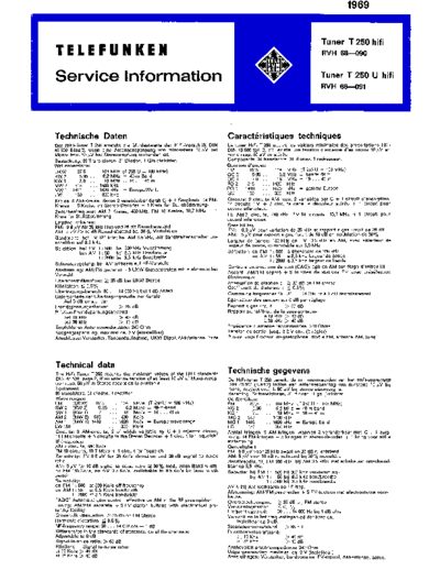 Telefunken Tuner T 250 hifi service manual