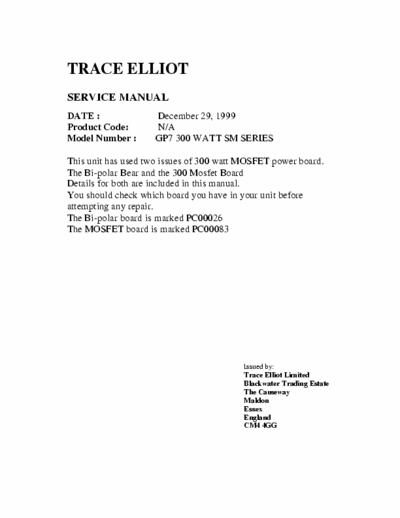 Trace Elliot GP7 Trace elliot GP7 amp