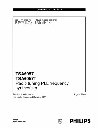 PHILIPS TSA6057, TSA6057T Radio tuning PLL frequency
synthesizer