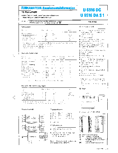 ZFTM Dresden U6516 static 16Kbit sRAM (2048x8)
U6516DG, U6516DAS1
Datasheet (German)