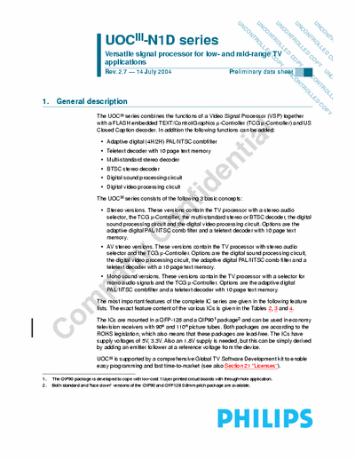 philps UOC 12xxx 11xxx datasheet for UOC III PHILIPS