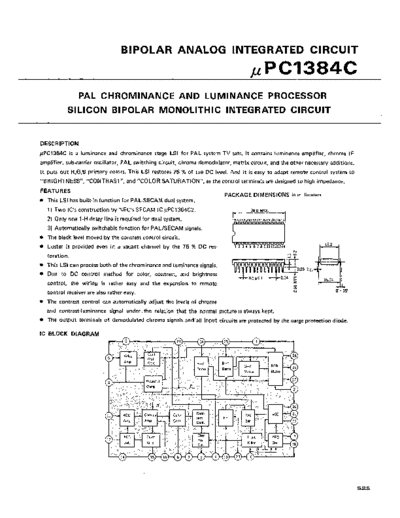 NEC uPC1384C uPC1384C Chrominance and Luminance Processor for PAL TV system.
