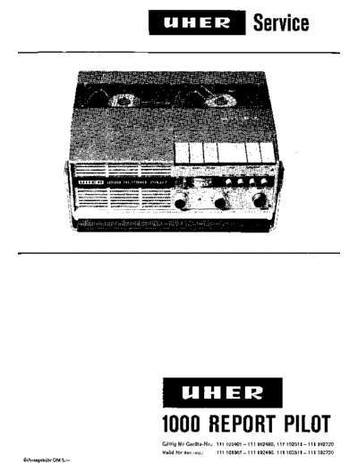 Uher 1000 Report Pilot service manual