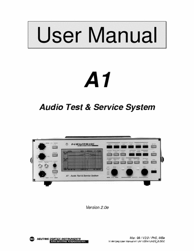 Neutrik A1 Audio test instrument user manual