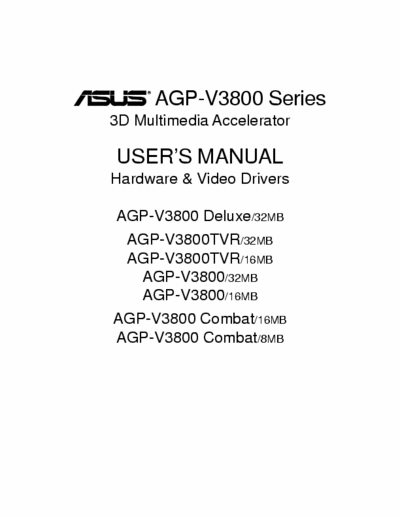 ASUS V3800 V3800 3D multimedia accelerator / video card 8/16MB