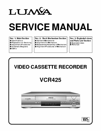 Lumca VCR425 Video VHS Recorder