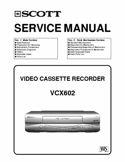 SCOTT VCX602 Service Manual Video Cassette Recorder - (Tot File 4.593Kb - Part 1/3 ) pag. 70