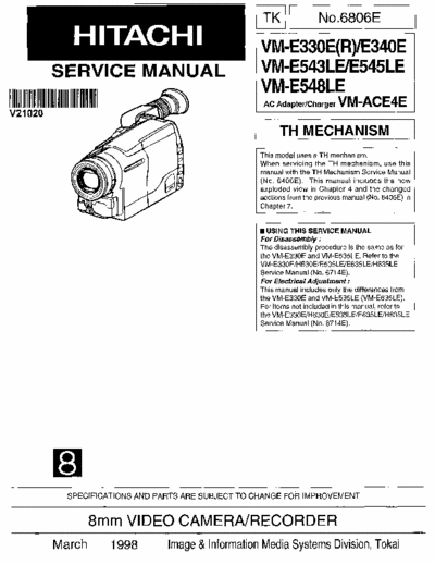 Hitachi VM-E548LE, VM-E545LE, VM-E543LE, VM-E330E (R), VM-E340E Service Manual 8mm Video Camera Recorder (March 1988) - (11.000Kb) 4 Part File - pag. 89