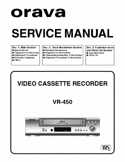 Orava VR-450 Service Manual Vhs Recorder (5.093Kb) Part 1/3 - pag. 74