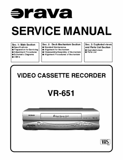 funai VR-651 HE421ED funai VR-651 HE421ED service manual