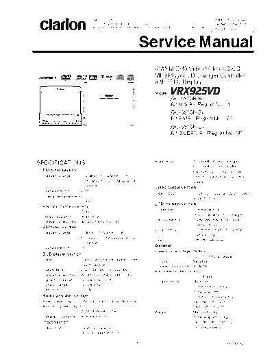 Clarion VRX935VD part list+shematic