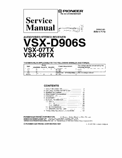 pioneer vsx-d906s Part 1 of 4