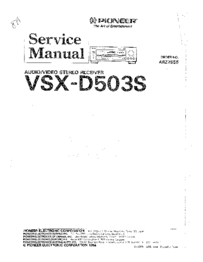 Pioneer VSX-D503S, VSX-D513S 1/2 Pioneer AV Receiver VSX-D503S / VSX-D513S Schematic -  PCB Layout - Parts Number. 1/2
