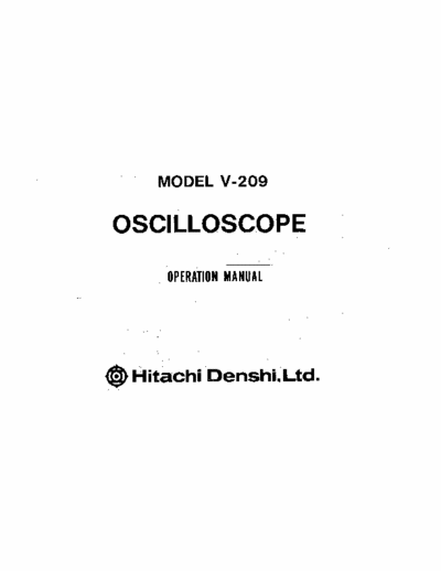 Hitachi V-209 Hitachi V209 Oscilloscope Operation Manual