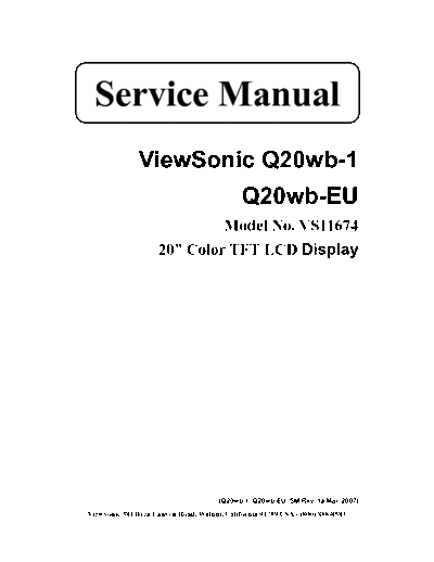 ViewSonic Q20wb-1 VS11674 Service Manual