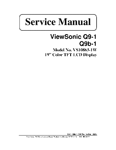 ViewSonic Q9-1 VS10863-1W Service Manual