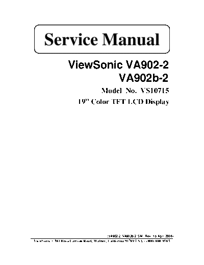 ViewSonic VA902-2 VS10715 Service Manual