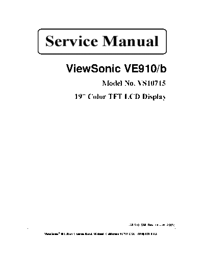 ViewSonic VE910b VS10715 Service Manual