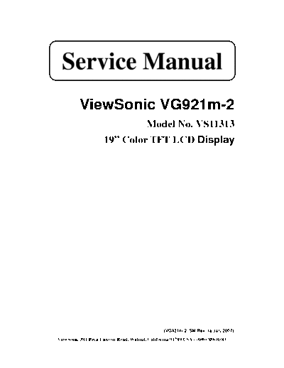ViewSonic VG921m-2 VS11313 Service Manual