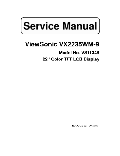 ViewSonic VX2235WM-9 VS11349 Service Manual