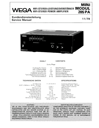 Wega HiFi-Stereo-Leistungsverstaerker Minimodul 205 PA service manual