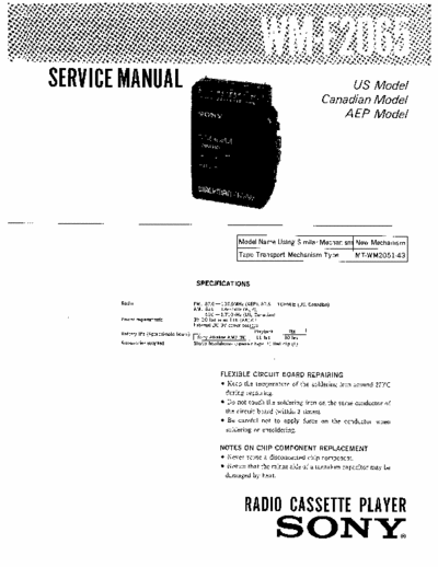 Sony WM-F2065 Service Manual for Sony Stereo Cassette Player (Walkman) WM-F2065.