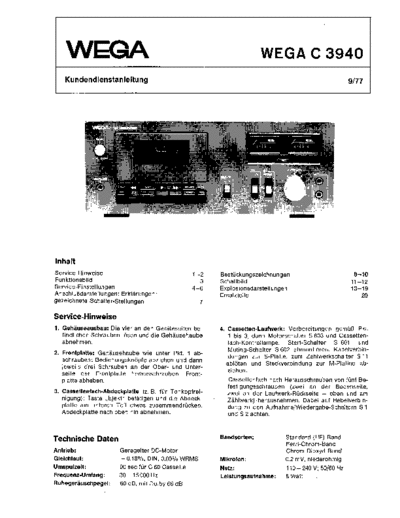Wega C3940 service manual