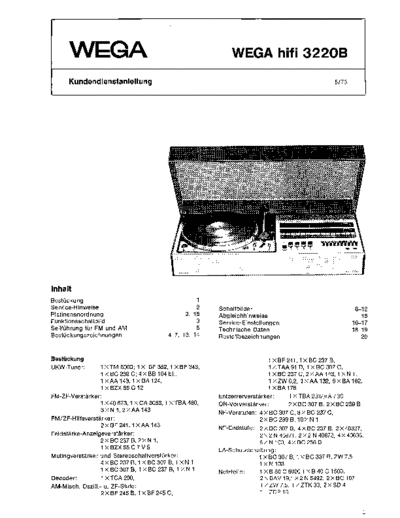 Wega hifi 3220 B service manual