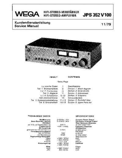 Wega HiFi Stereo Verstaerker JPS 352 V100 service manual