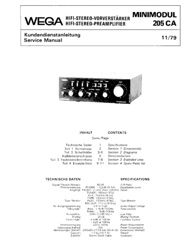 Wega HiFi-Stereo-Vorverstaerker Minimodul 205 CA service manual