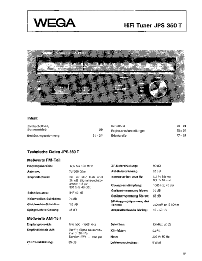 Wega hifi Tuner JPS 350 T service manual