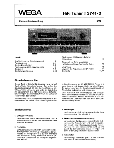 Wega HiFi Tuner T 3741-2 service manual