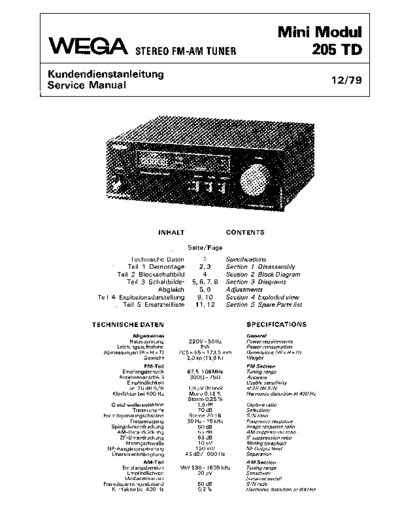 Wega Minimodul 205 TD service manual