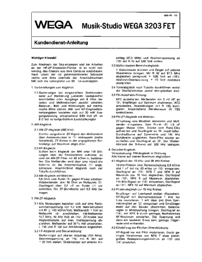 Wega Musik-Studio 3203 FET service manual