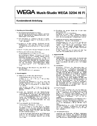 Wega Musik-Studio 3204 HiFi sevice manual