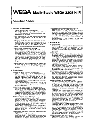 Wega Musik-Studio 3205 HiFi sevice manual