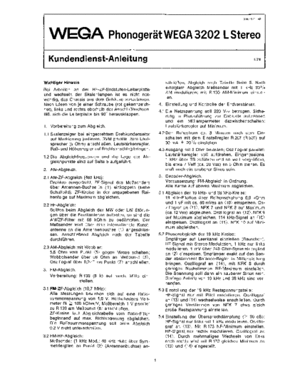 Wega Phonogeraet 3202 L Stereo service manual