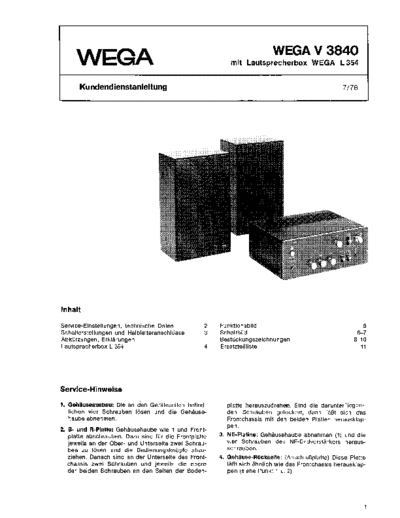 Wega V 3840 service manual