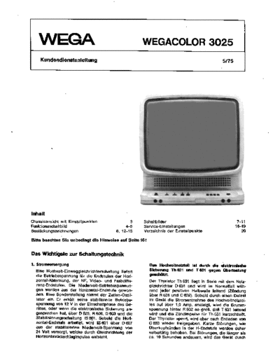 Wega Wegacolor 3025 service manual