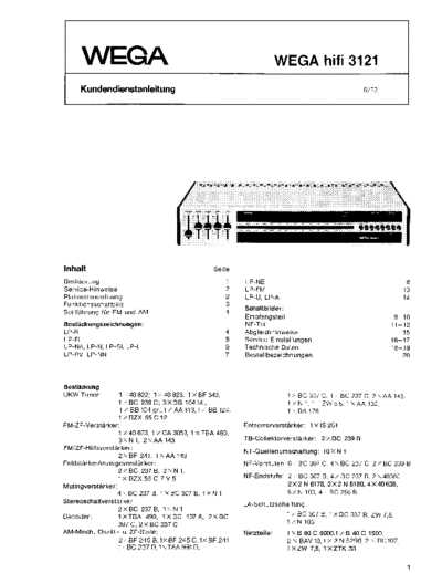 Wega hifi 3121 service manual